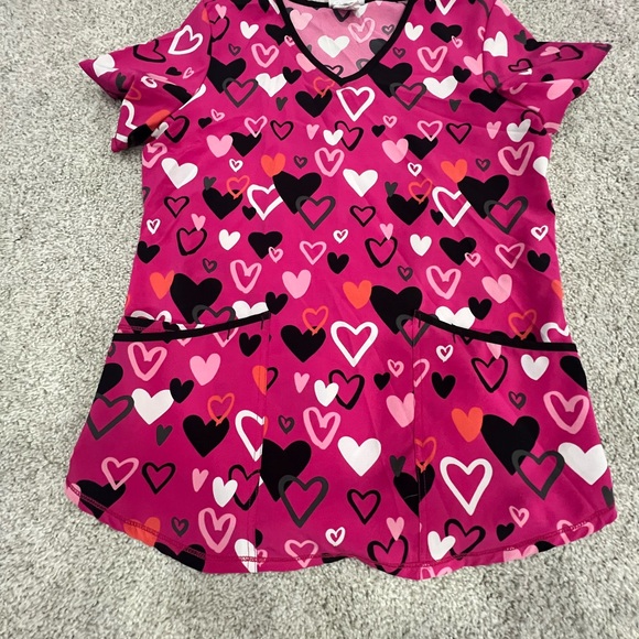 Scrubstar Tops - Scrubstar Pink and Black Heart Scrub Top